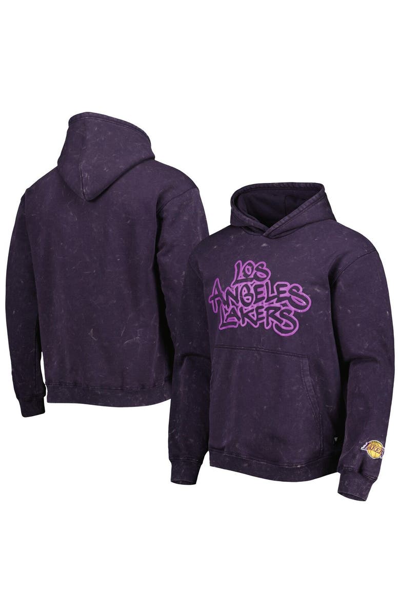 THE WILD COLLECTIVE Unisex The Wild Collective Purple Los Angeles Lakers Tonal Acid Wash Pullover Hoodie, Main, color, Purple