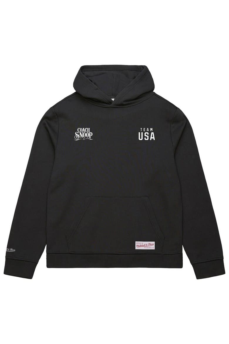 Men's Mitchell & Ness Black Team USA Coach Snoop Hoodie, Main, color, Black