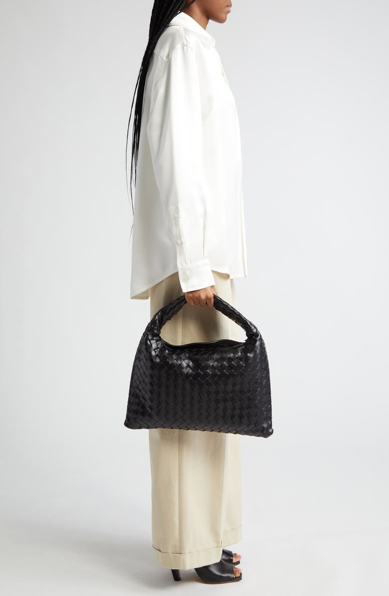 Bottega Veneta Small Hop Hobo Bag, Alternate, color, 1019 Black-M Brass