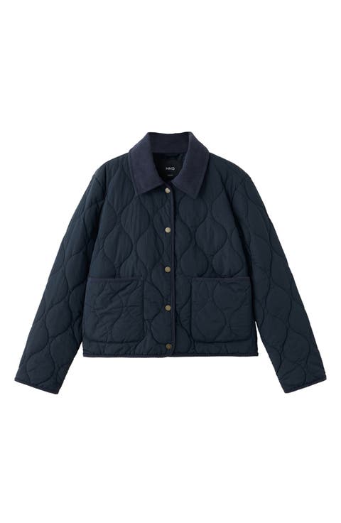 Corduroy Trim Padded Jacket