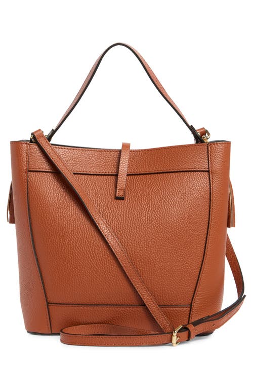 Valentino By Mario Valentino Callie Medallion Vlogo Leather Bucket Bag In Brown