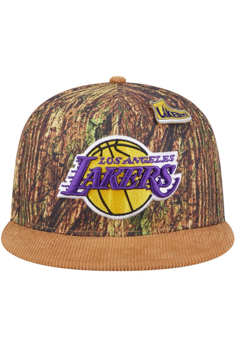 New Era Men's New Era  Camo Los Angeles Lakers Victory Grove Forest Sneaker Pin 9FIFTY Snapback Hat, Alternate, color, 