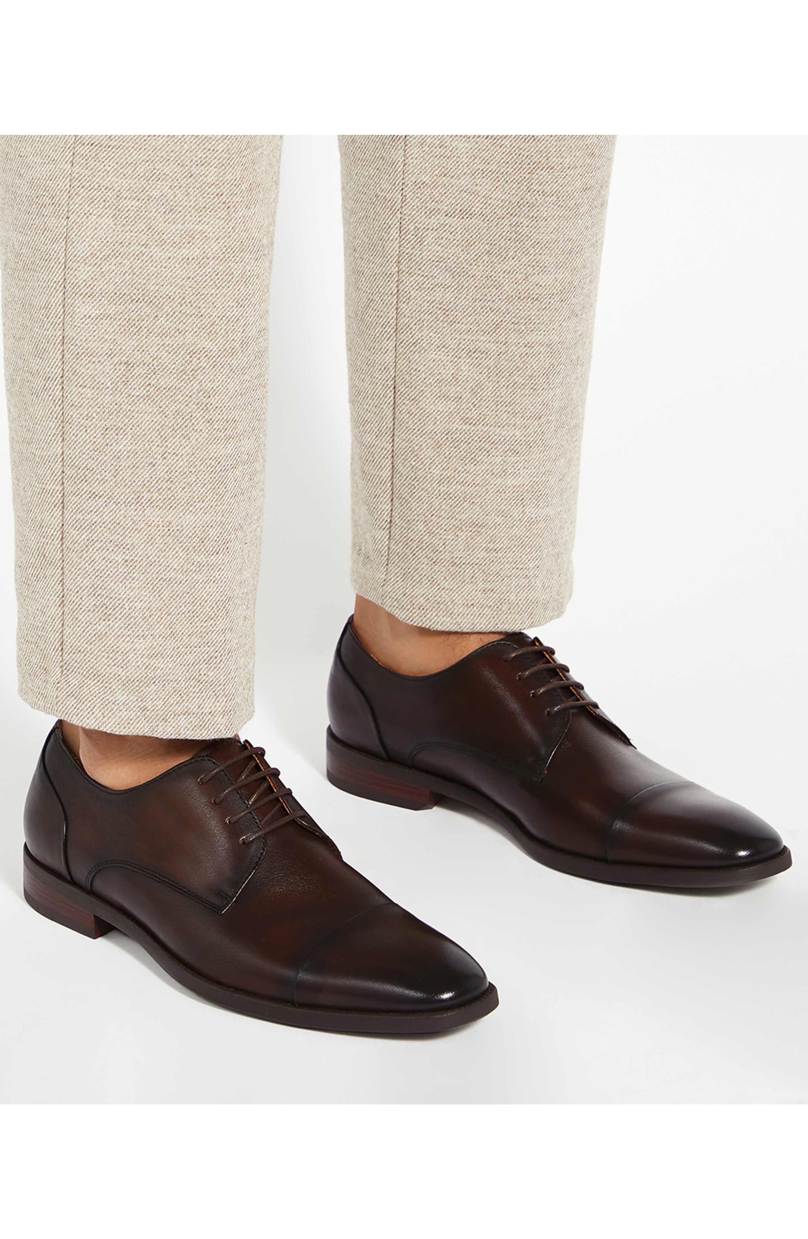 Dune London Suffix Plain Toe Oxford, Alternate, color, Brown