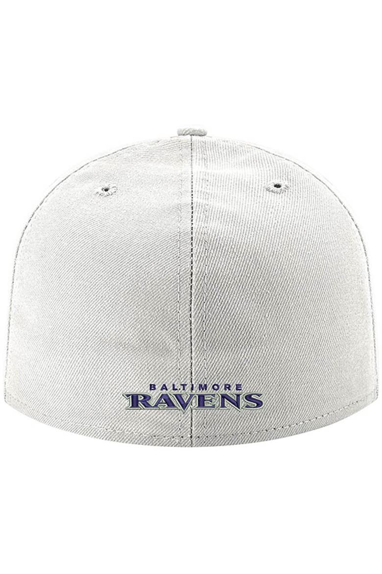 Men's New Era White Baltimore Ravens Omaha Lettermark 59FIFTY Fitted Hat, Alternate, color, White