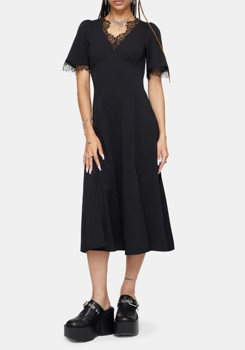 Altha Lace Back V-Neck Midi Dress