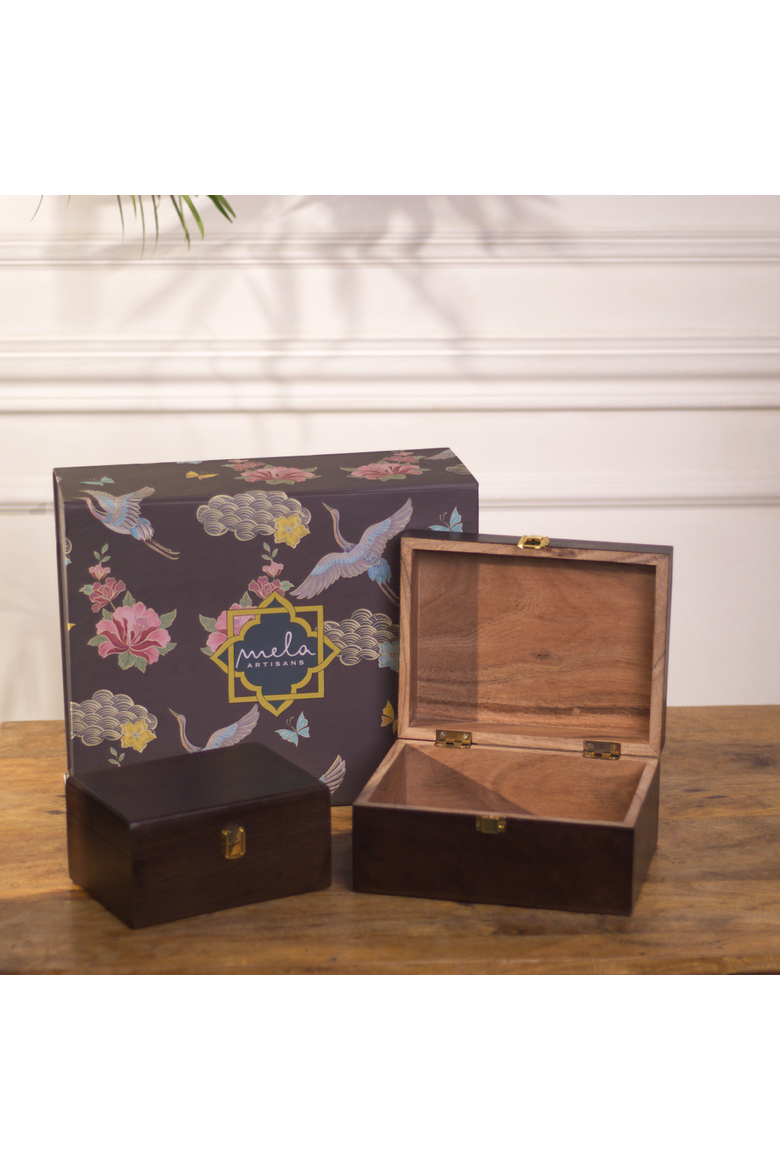 Handcrafted Acacia Walnut Box Set Gift Box, Alternate, color, Urban Walnut