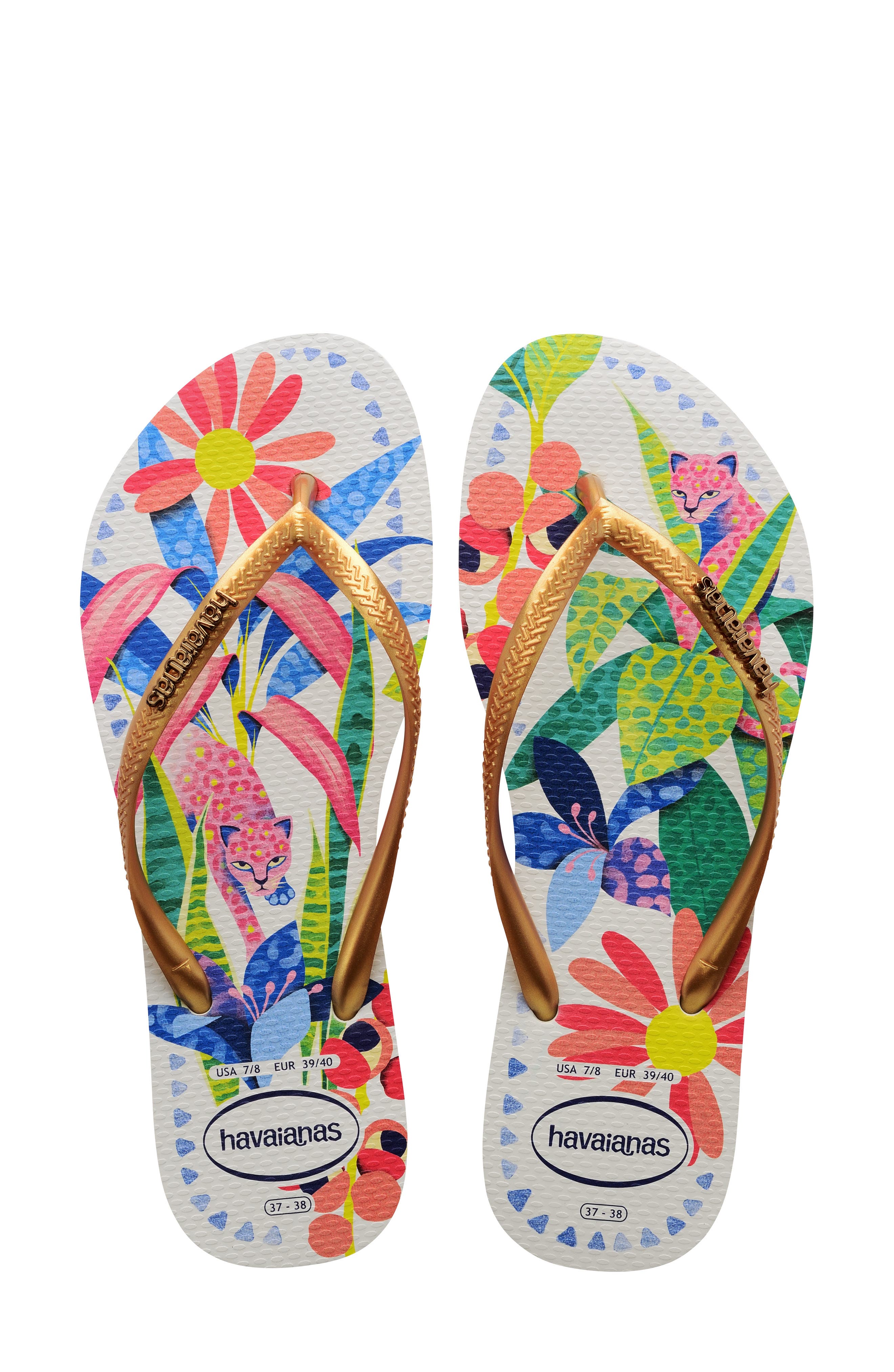 'Slim Tropical' Flip Flop, Main, color, WHITE/ BLUE