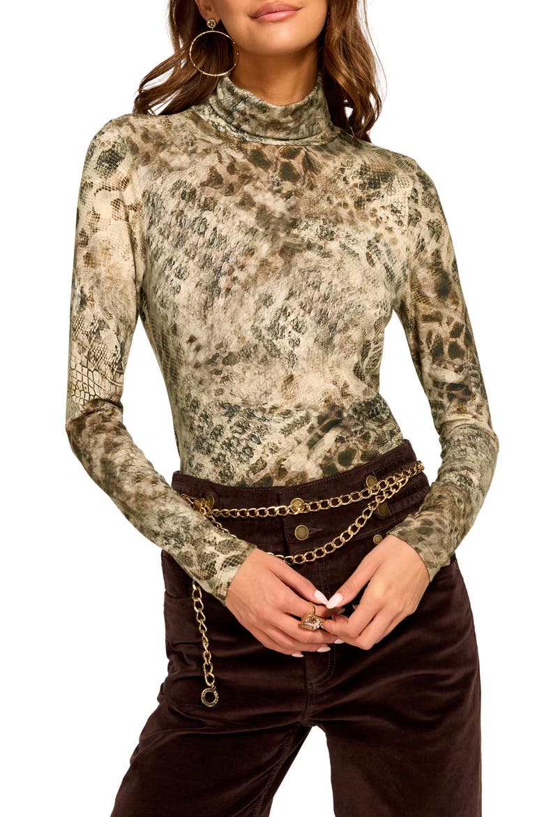 Thea Mock Neck Long Sleeve Top, Main, color, BONE PYTHON