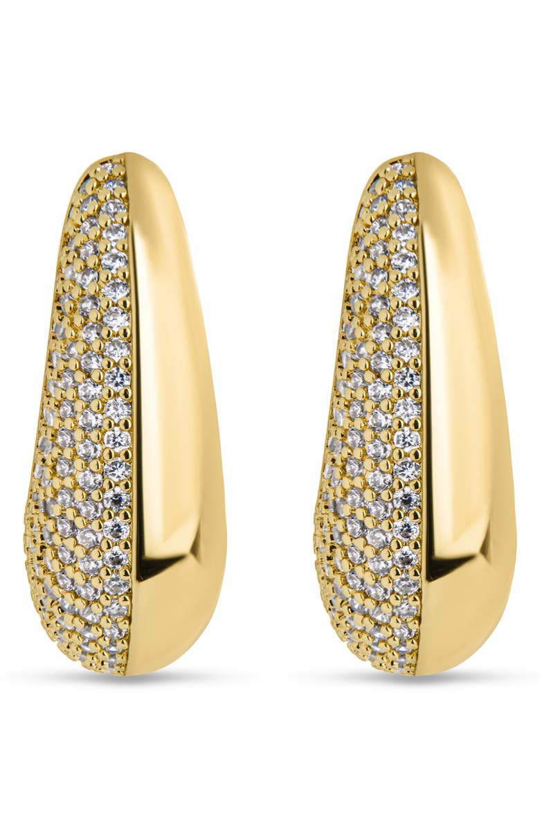 Sterling Forever Adalyn Pavé Cubic Zirconia Huggie Hoop Earrings, Main, color,