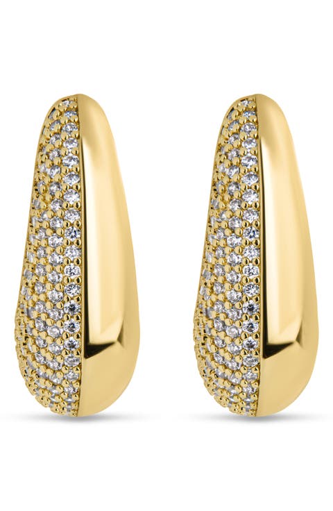 Adalyn Pavé Cubic Zirconia Huggie Hoop Earrings