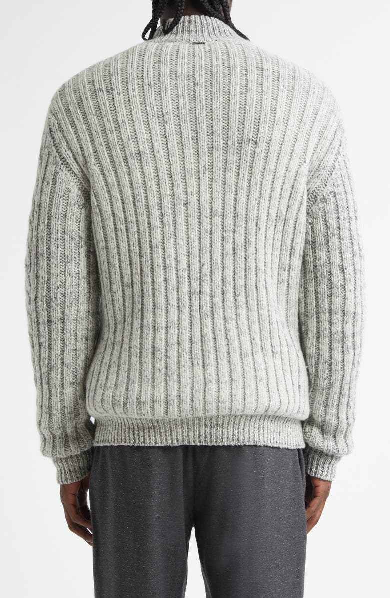 Herno Mélange Wool Cable Knit Sweater Jacket, Alternate, color, Grey