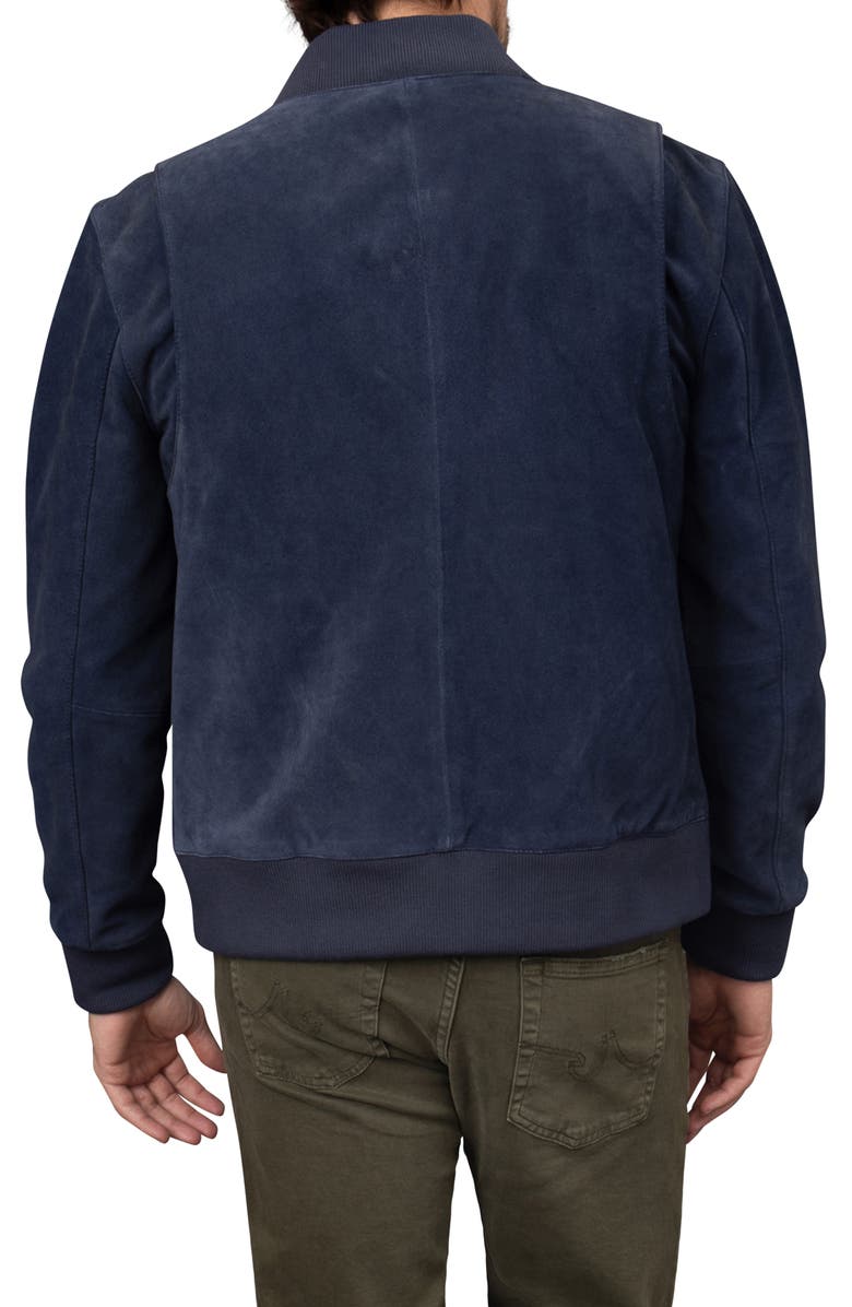Bagatelle Suede Bomber Jacket, Alternate, color, Navy