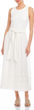 FIFTEEN TWENTY Seline Stretch Cotton Blend Midi Dress