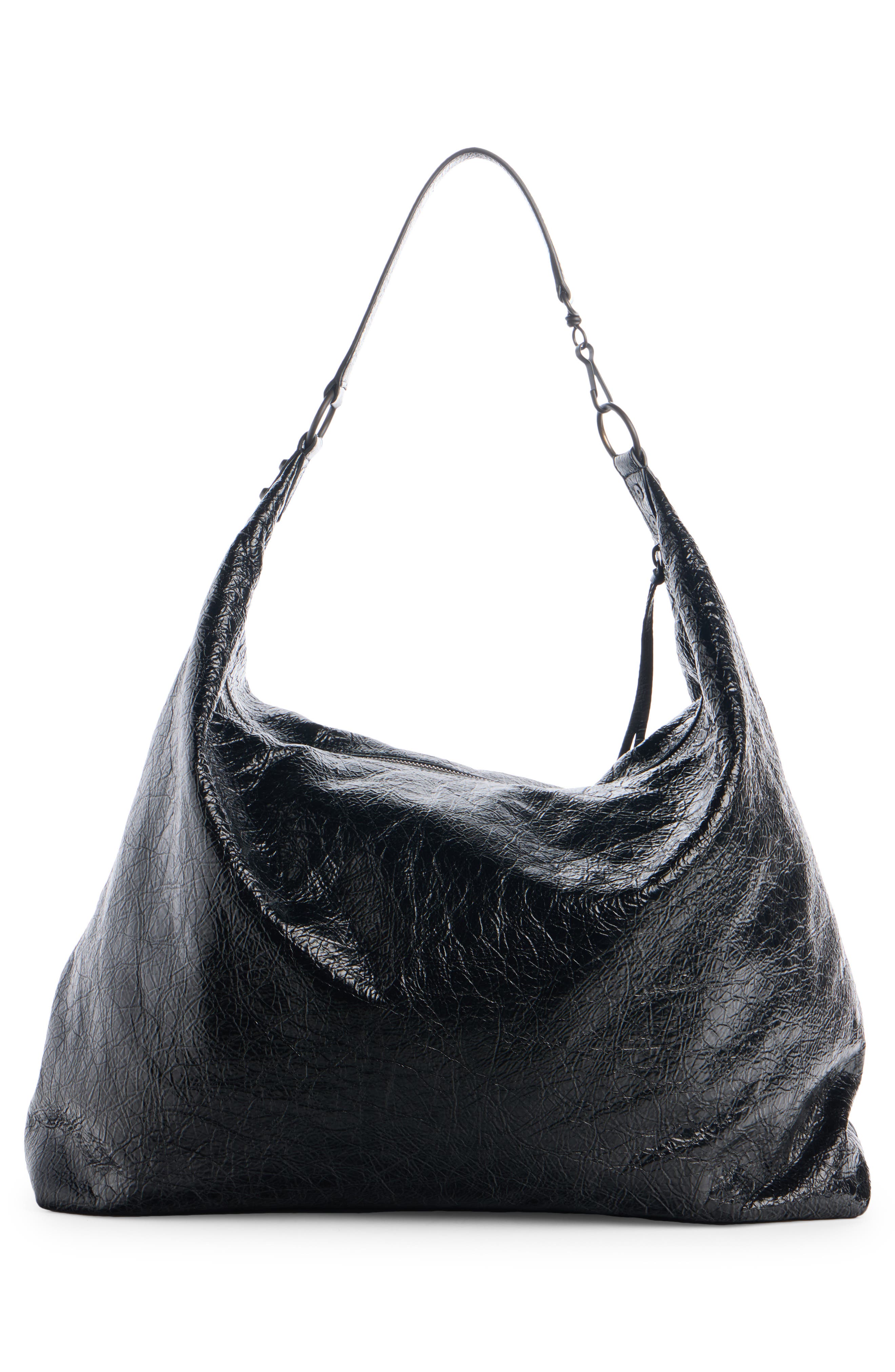 Le City Large Leather Hobo, Alternate, color, 1000 BLACK