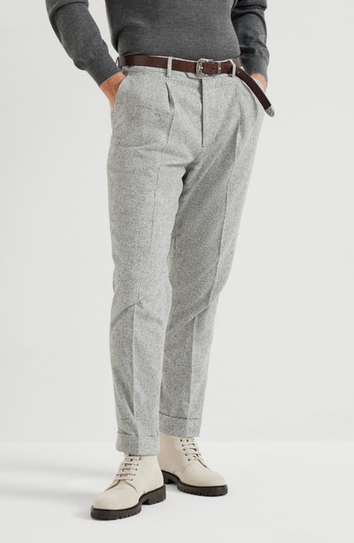 Brunello Cucinelli Pleated Wool-silk Blend Trousers In Gray