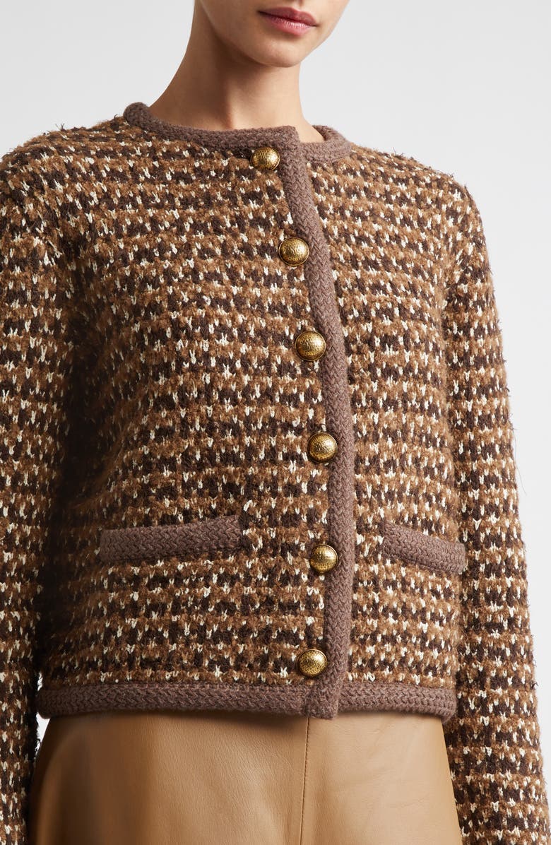 Altuzarra Conroy Wool Blend Tweed Jacket, Alternate, color, Toffee