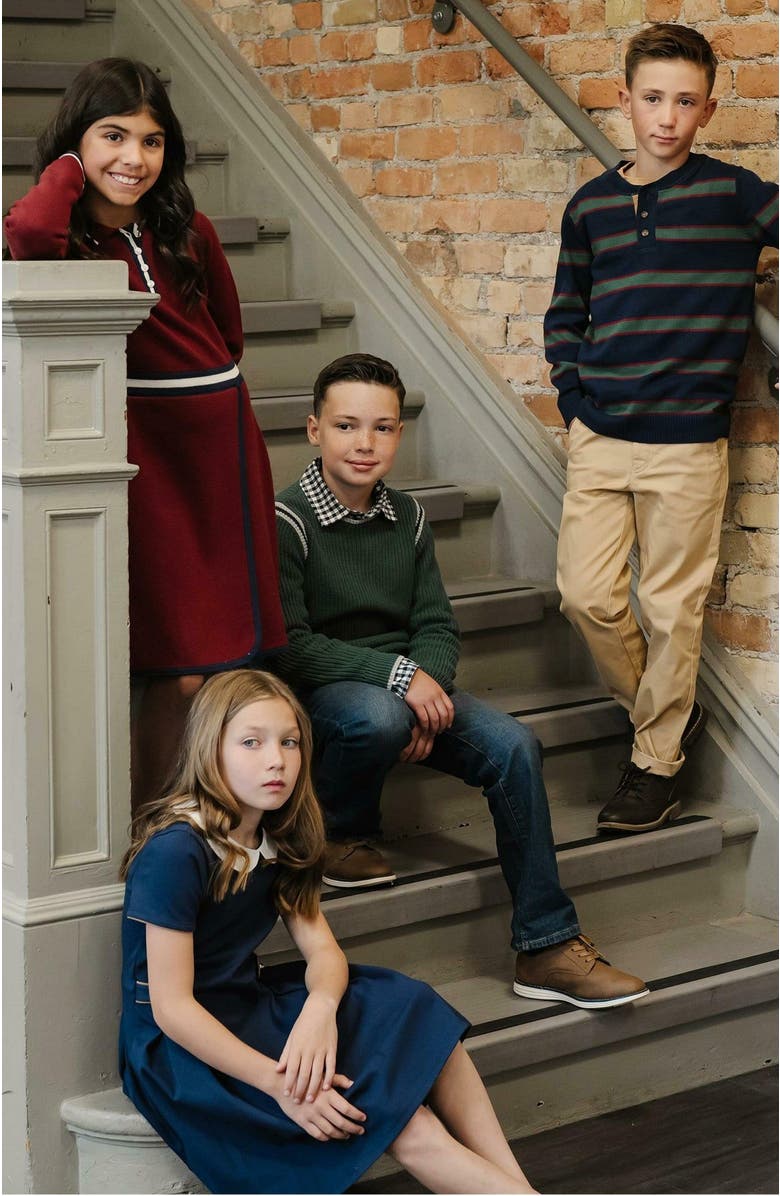 Hope & Henry Girls' Pleated Ponte Dress with Collar, Toddler, Alternate, color, 