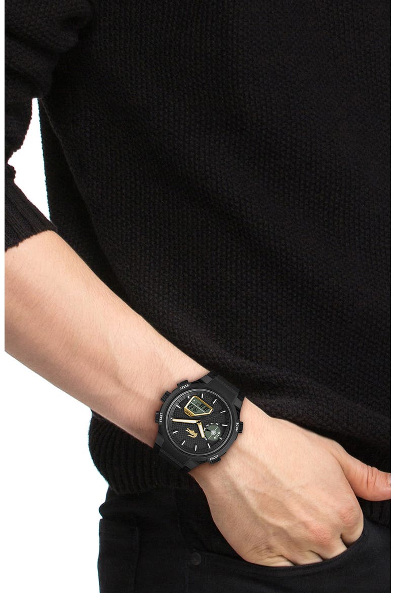 LC33 Silicone Strap Watch, 45mm, Alternate, color, BLACK
