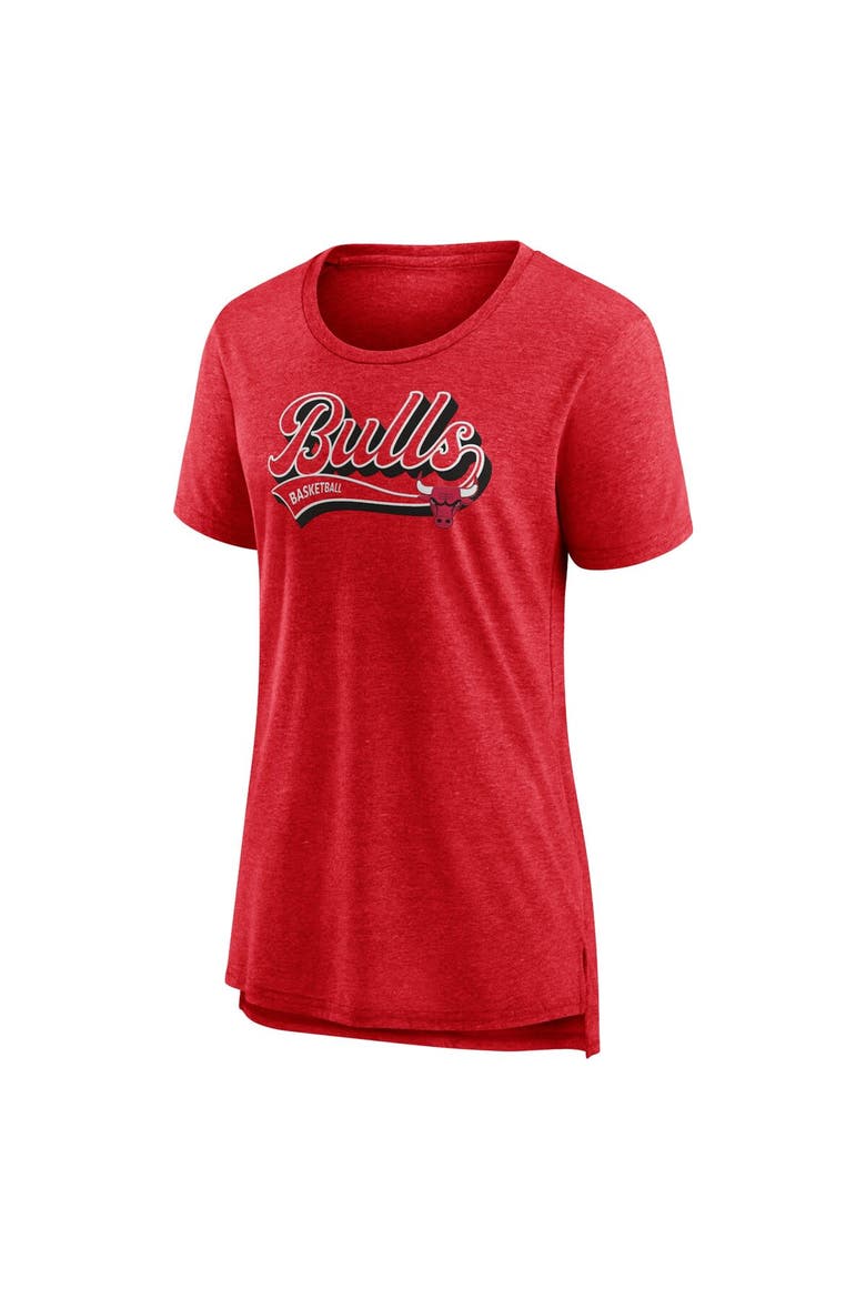 Women's Fanatics Branded Heather Red Chicago Bulls League Leader Tri-Blend T-Shirt, Alternate, color, Heather Red