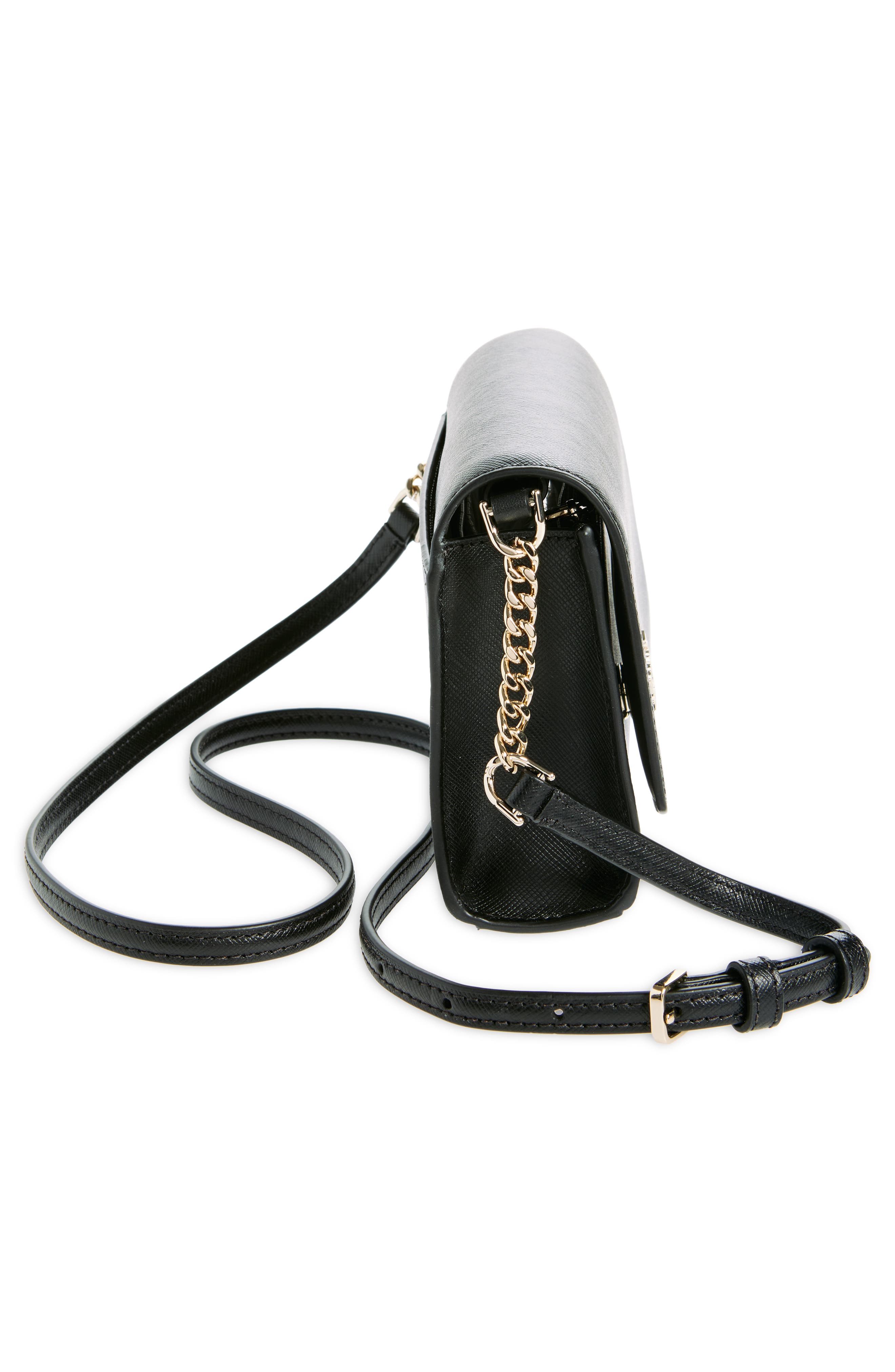 Kate Spade New York small flap crossbody bag, Alternate, color, Black