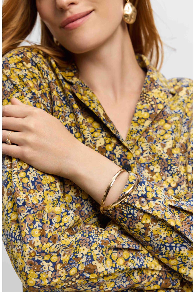 Sloane Ditsy Floral Long Sleeve Shirtdress, Alternate, color, MULTI YELLOW