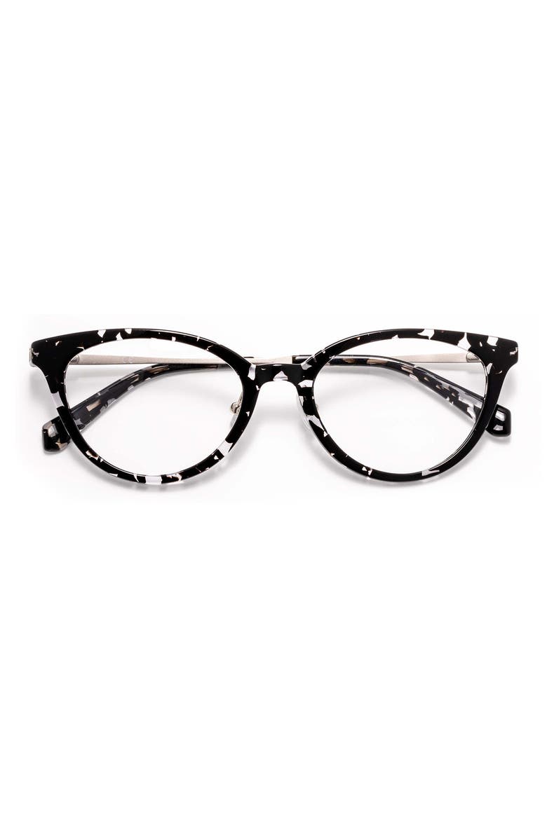Statuette 51mm Cat Eye Reading Glasses, Main, color, BLACK / CRYSTAL TORT / SILVER