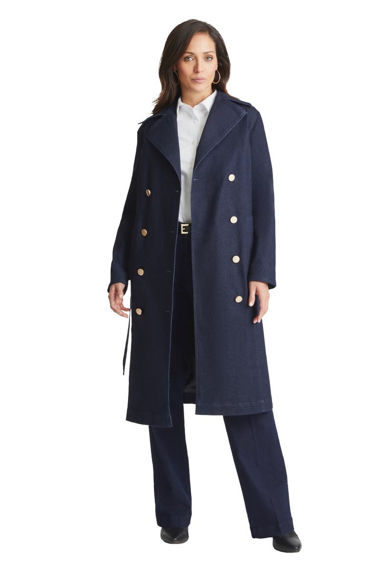 Refined Denim Trench Coat, Main, color, INDIGO