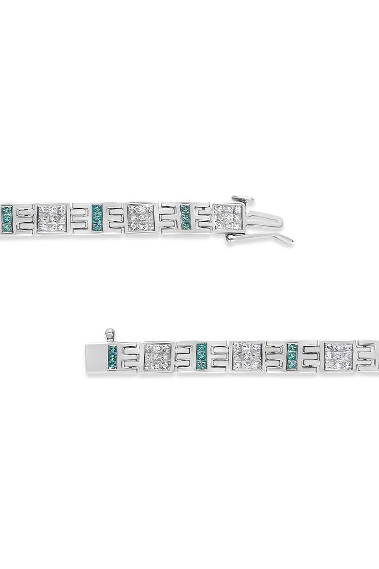 14K White Gold Princess 3.00 cttw Blue Diamond Link Bracelet, Alternate, color, White