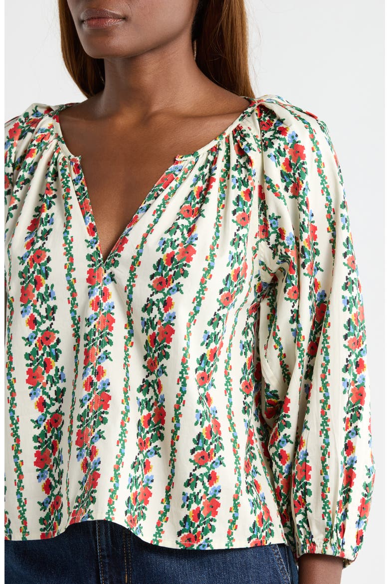 The Chariot Floral Cotton Peasant Top, Alternate, color, TAPESTRY FLORAL