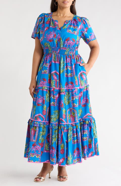 Bally Tropical Print Tiered Maxi Dress (Plus)