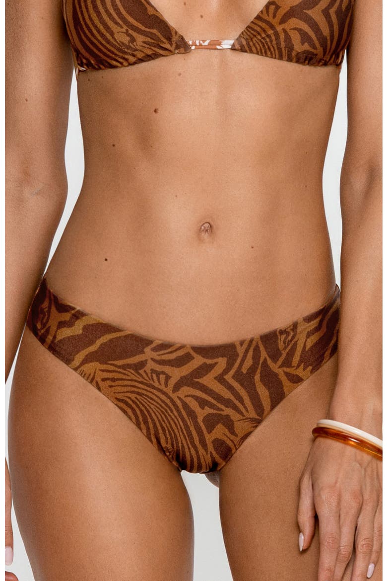 Reversible Ultra High Leg Extra Cheeky Bikini Bottom, Main, color, Brown