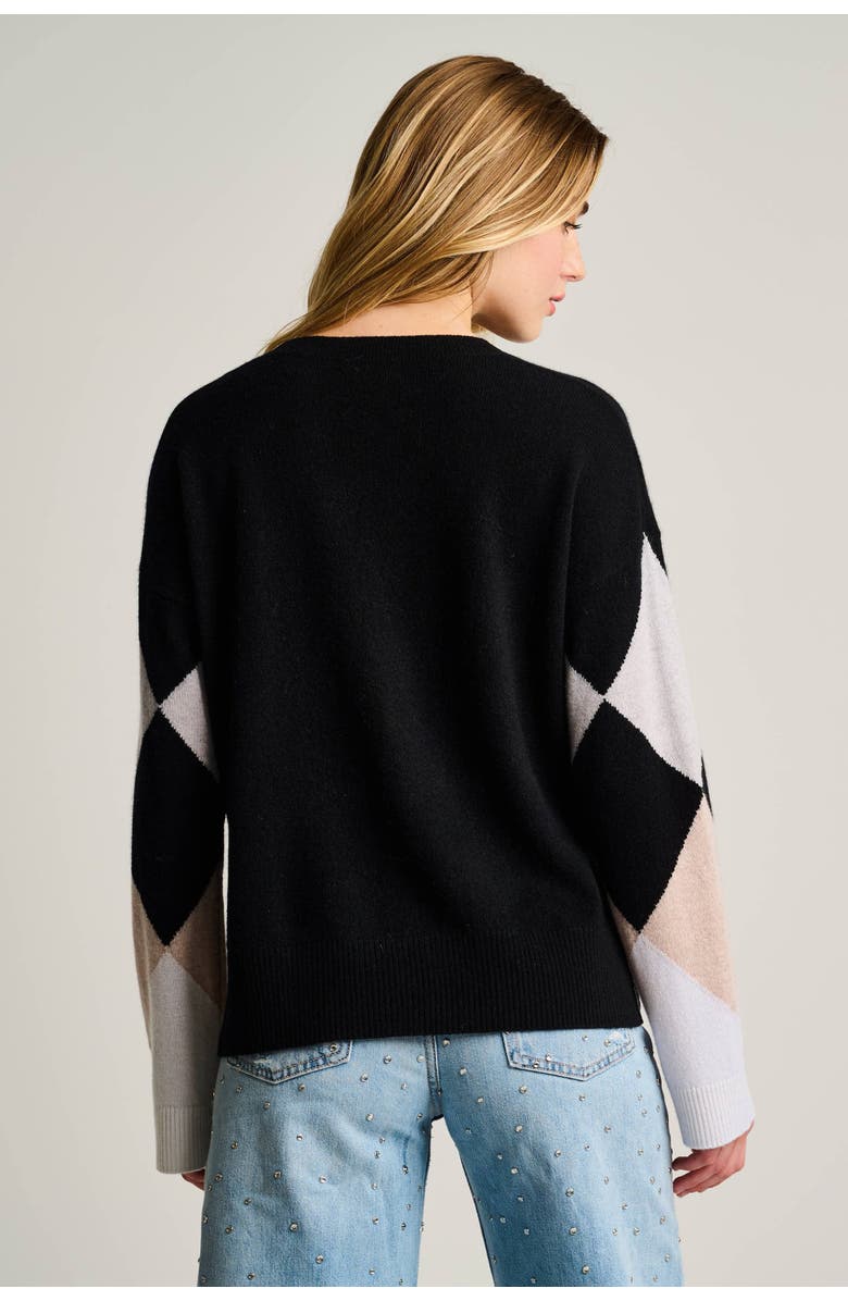 Lisa Todd Surge Argyle Cashmere Sweater, Alternate, color, Onyx