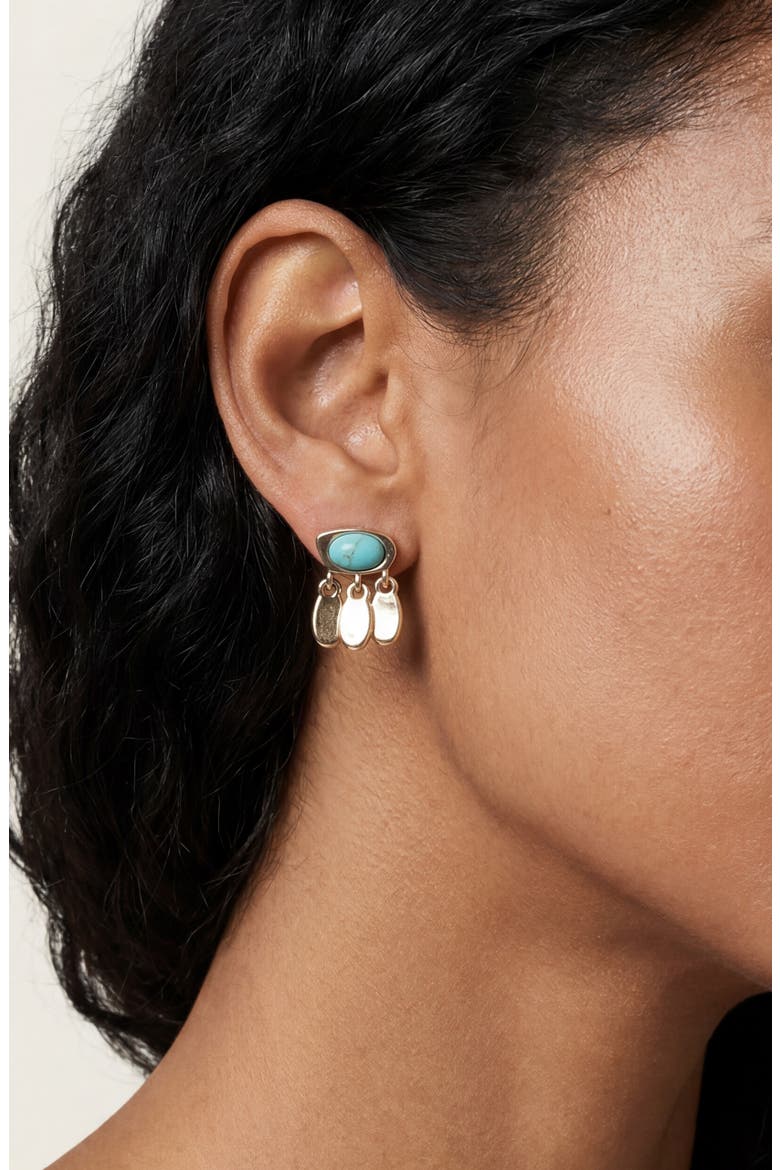 Stone Drop Stud Earrings, Alternate, color, TURQUOISE