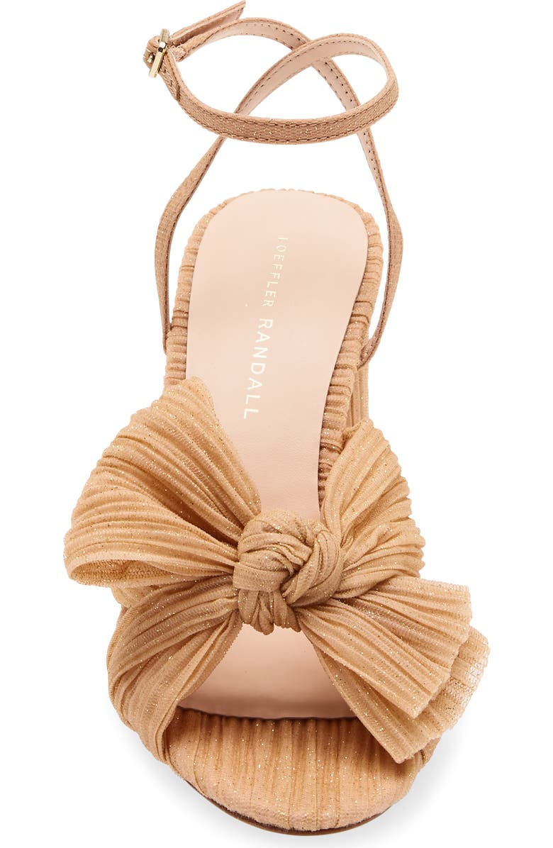 Loeffler Randall Camellia Pleated Bow Sandal, Alternate, color, Glitter Beauty