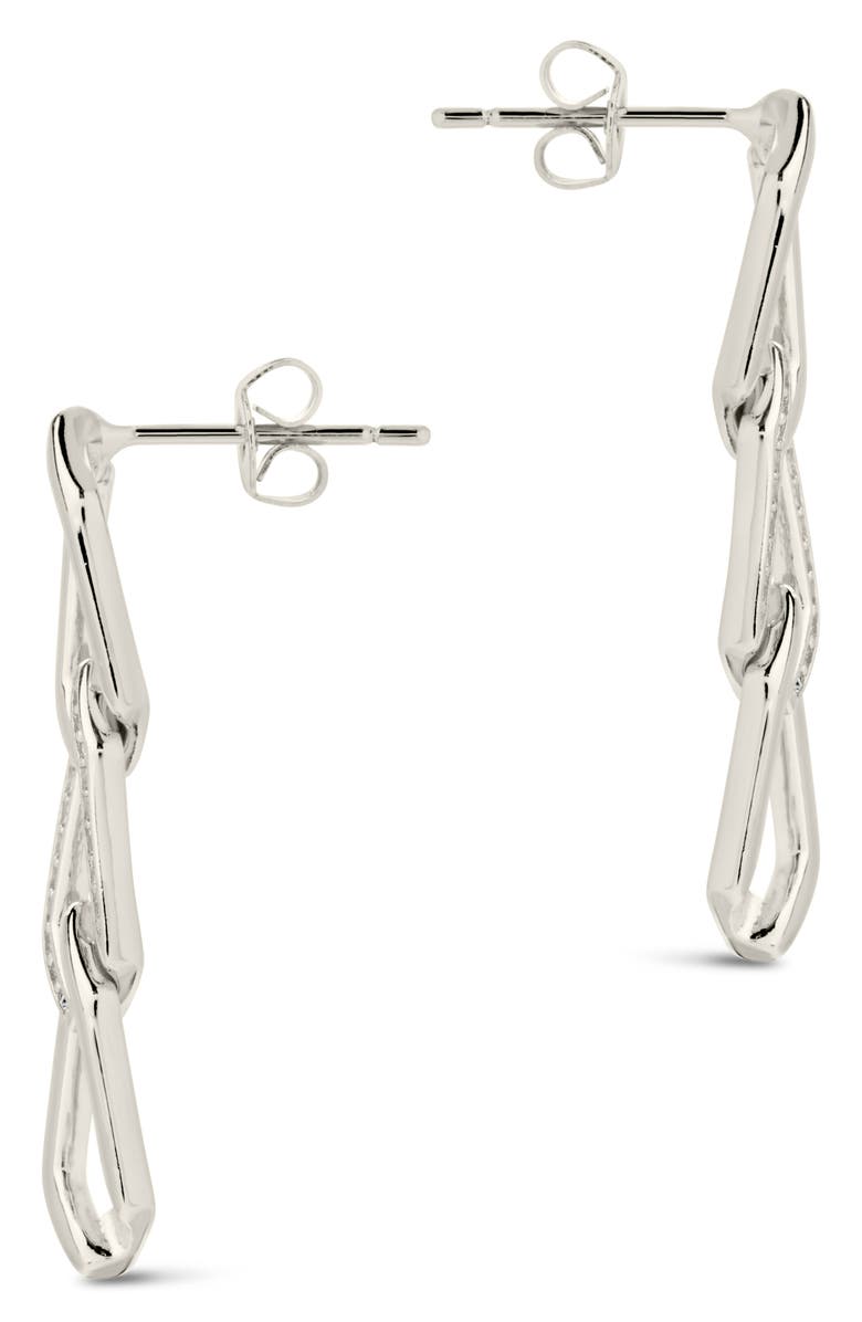 Sterling Forever Kinslee CZ Linear Drop Earrings, Alternate, color, Silver