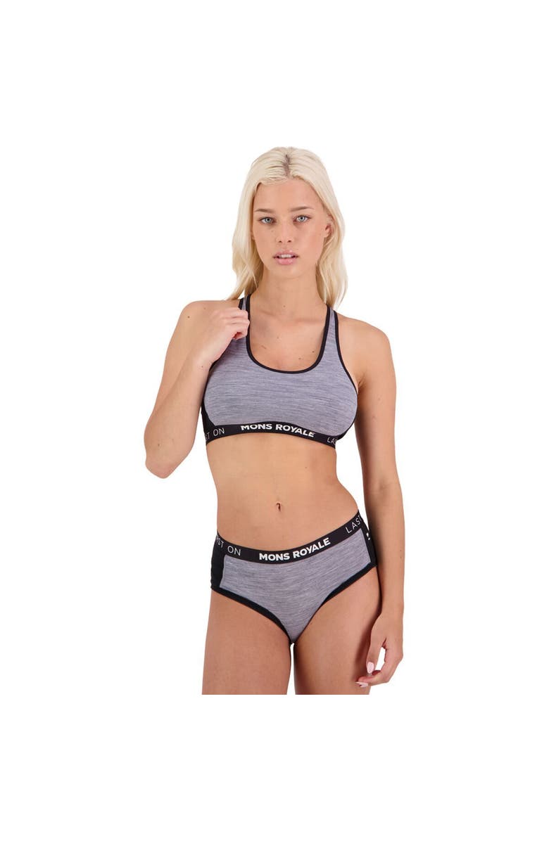 Mons Royale Sierra Sports Bra - Women's, Main, color, Grey Heather/Black