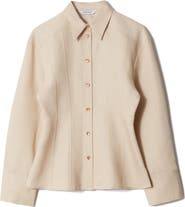 & Other Stories Tapered Waist Cotton & Linen Blend Button-Up Shirt