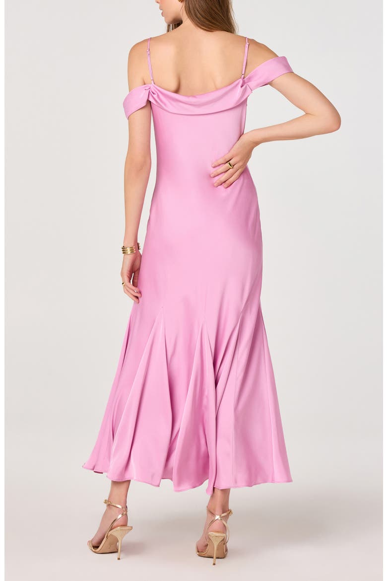 Araxie Cold Shoulder Satin Midi Dress, Alternate, color, PINK