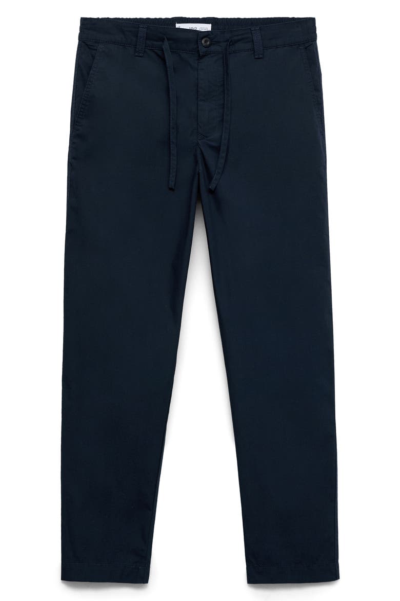 Drawstring Straight Leg Poplin Pants, Alternate, color, DARK NAVY