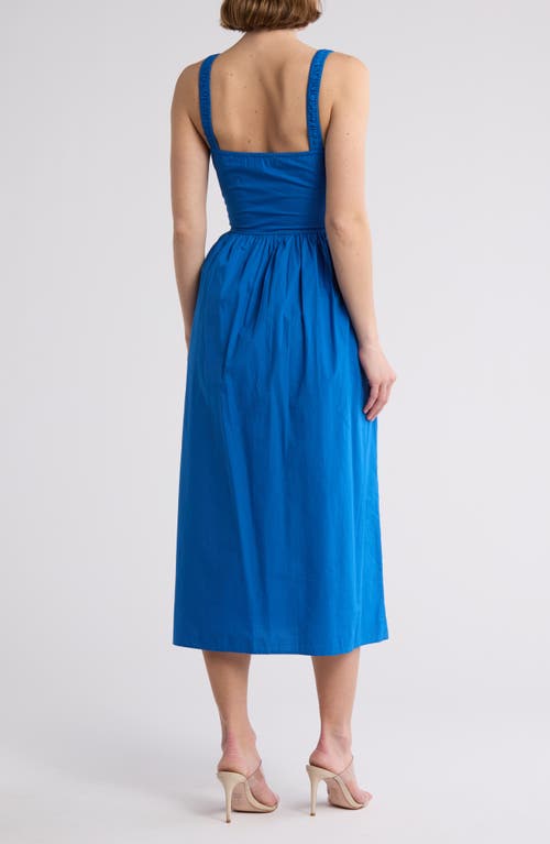 Maisie Corset Cotton Midi Dress In Navy