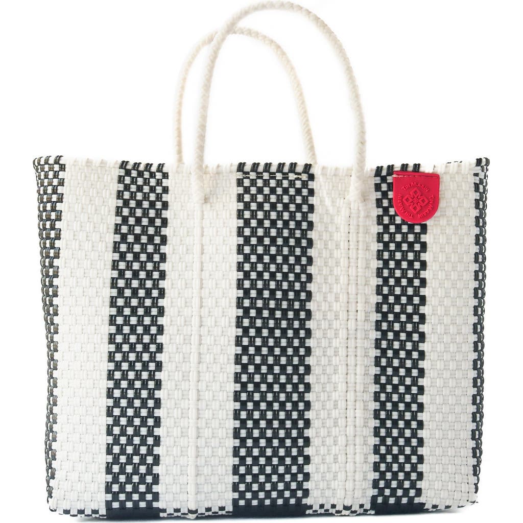 Tin Marin Zebra Medium Woven Resort Crossbody Bag In White