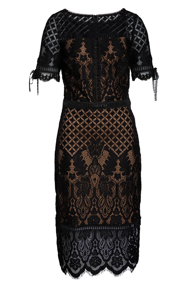 Tadashi Shoji Tie Sleeve Lace Cocktail Dress, Alternate, color, 