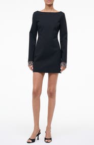 STAUD Hunter Bead Cuff Detail Long Sleeve Minidress