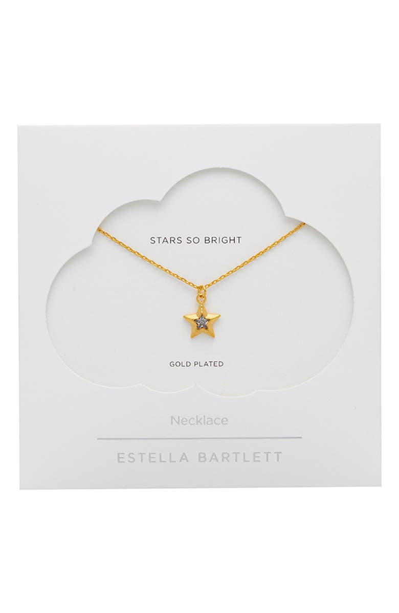 Estella Bartlett Blue Star Crystal Pendant Necklace, Alternate, color, Gold