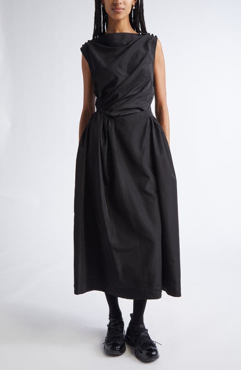 Hip Detail Draped Bind Taffeta Dress
