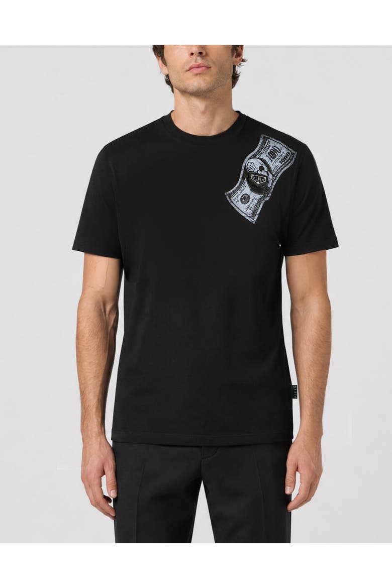 T-Shirt Round Neck Ss Skull Men, Main, color, black