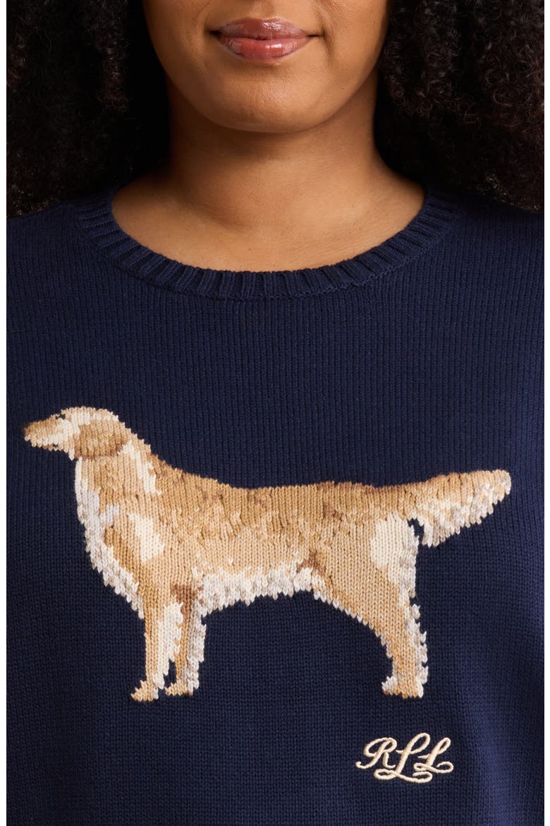 Dog Graphic Cotton Sweater, Alternate, color, REFINED NAVY BLUE/ MULTI
