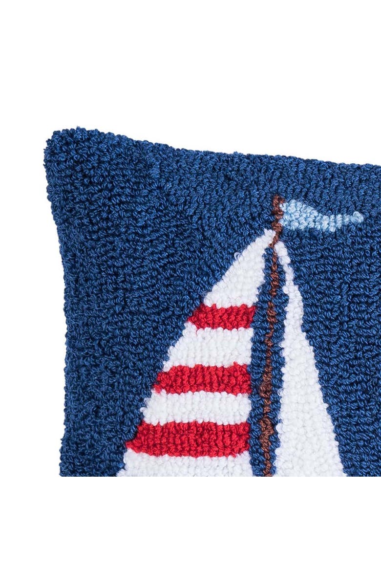 Sailboat Trio Blue Hooked Lumbar Accent Pillow 10" x 20", Alternate, color, Blue