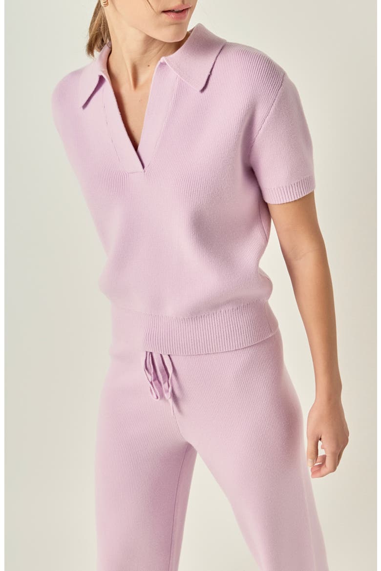 Johnny Collar Knit Top, Alternate, color, LILAC