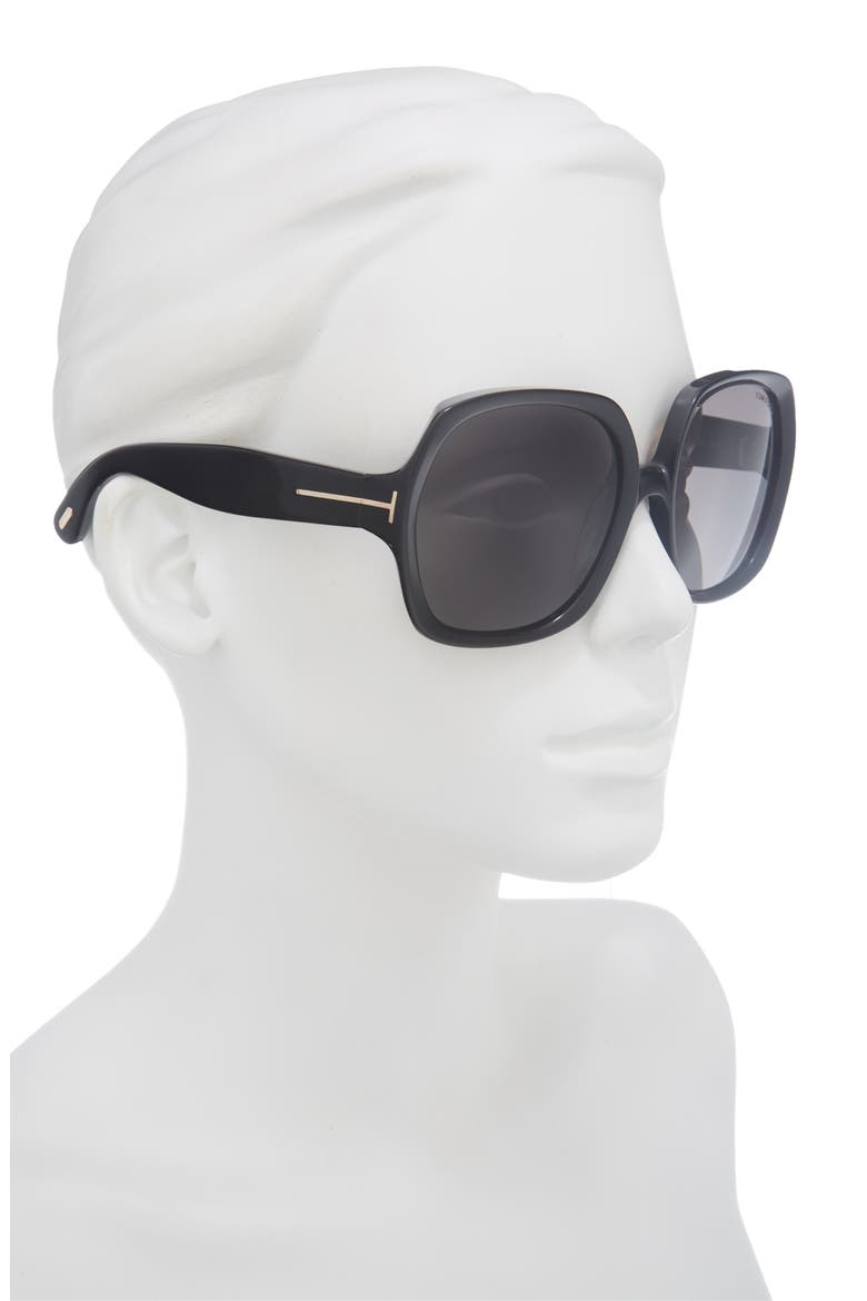 54mm Square Sunglasses, Alternate, color, SHINY BLACK / SMOKE